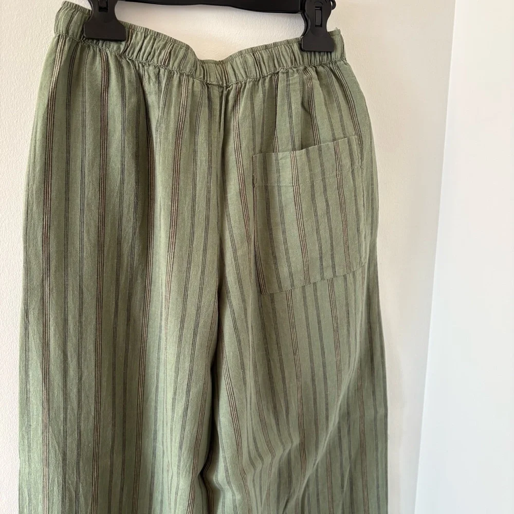 Zara Striped Linen & Cotton Blend Long Pants Bottom Size‎ M NWOT